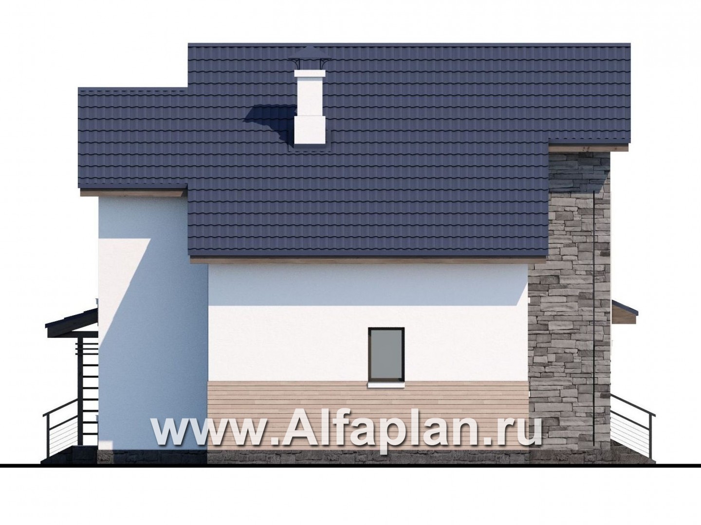 Проекты домов Альфаплан - «Территория комфорта» - Современный дом - шале - изображение фасада №3