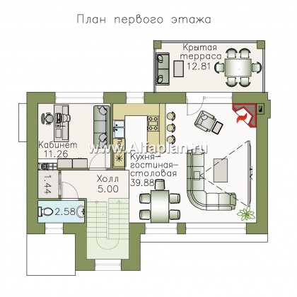 Проекты домов Альфаплан - «Альпина» - трехэтажный коттедж с гаражом для маленького участка - превью плана проекта №2