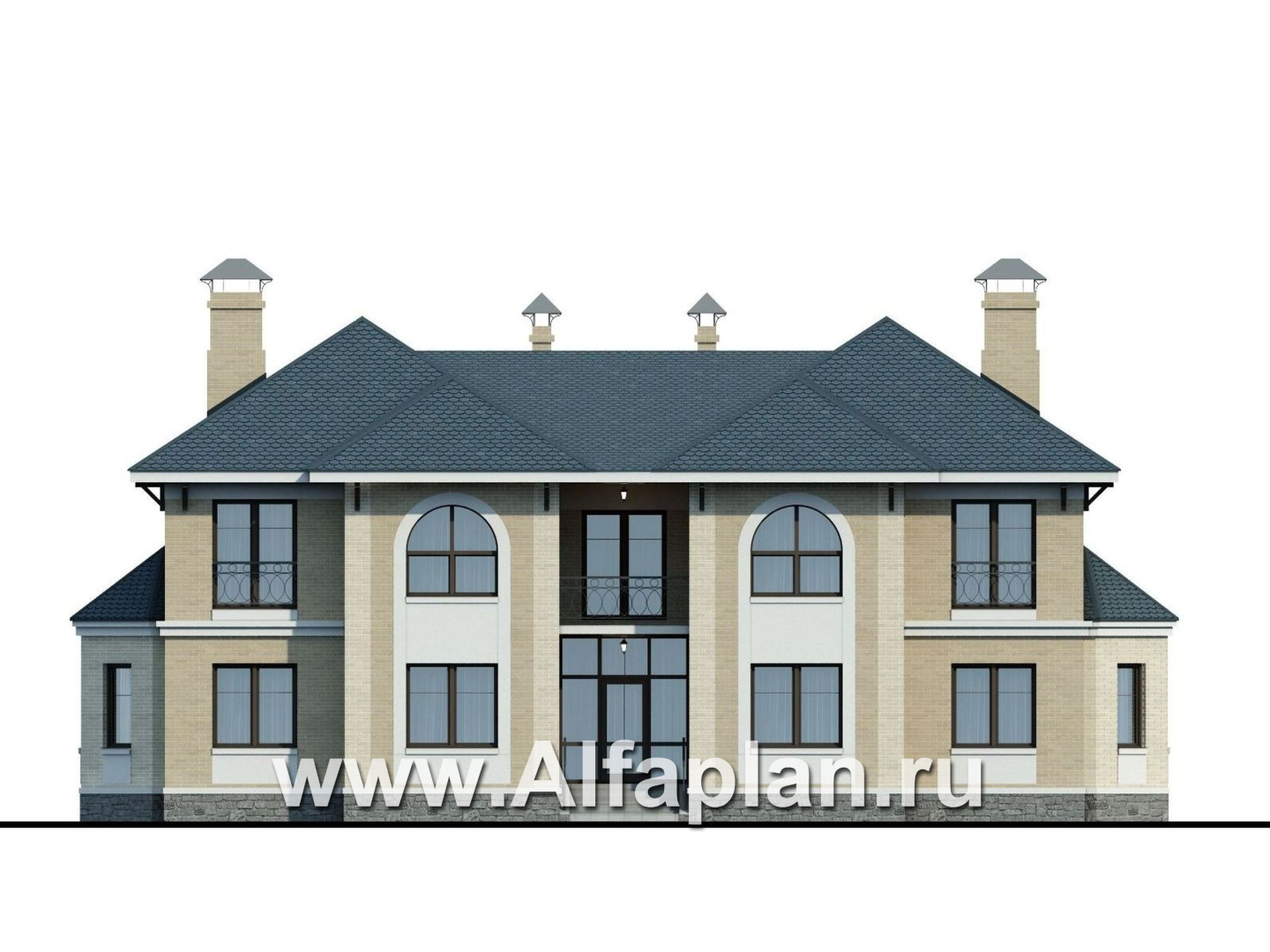 Проекты домов Альфаплан - «Эйваро плюс»- оптимальный коттедж для родственников - изображение фасада №1