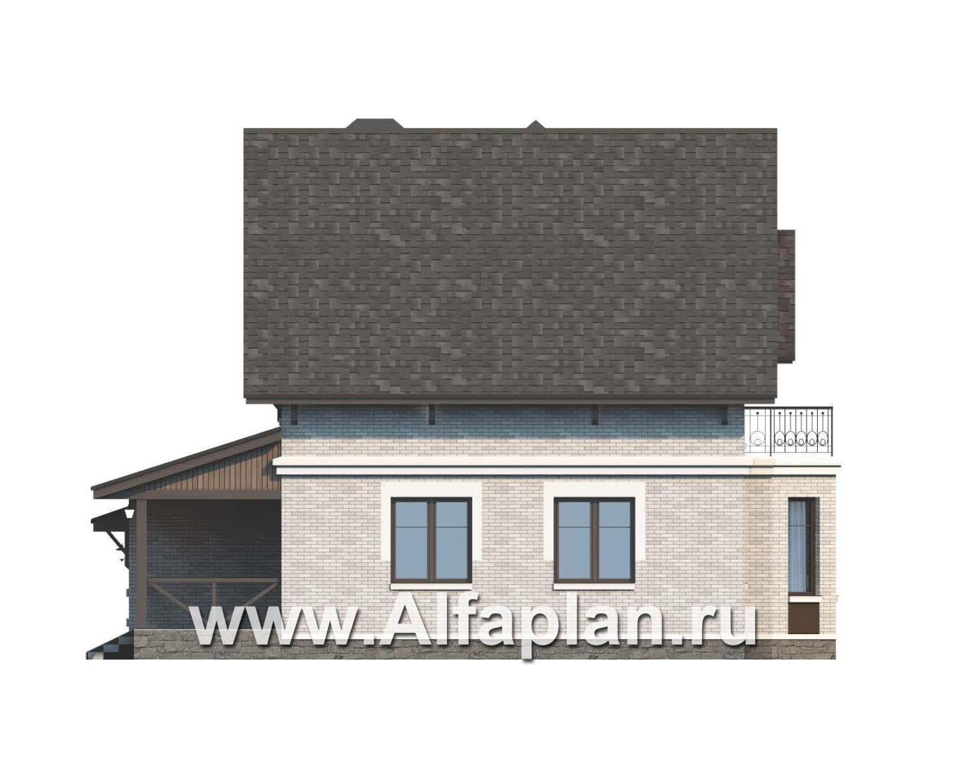 Проекты домов Альфаплан - «Шевалье»- дом с гаражом и балконом над эркером - изображение фасада №3