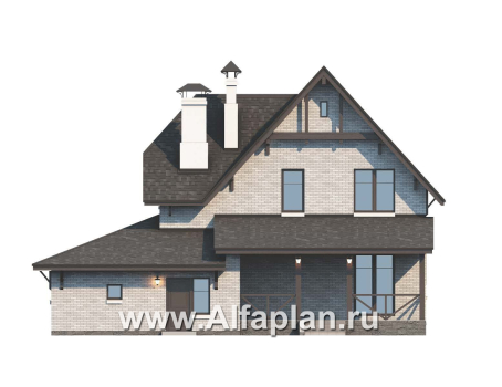 Проекты домов Альфаплан - «Шевалье»- дом с гаражом и балконом над эркером - превью фасада №4