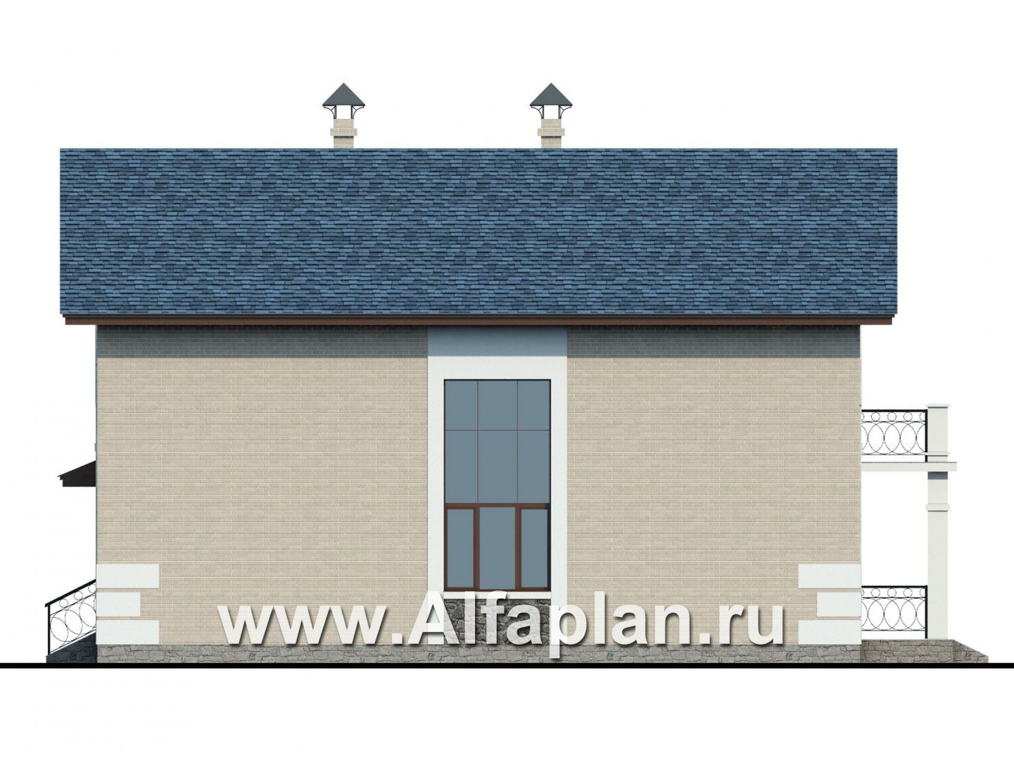 Проекты домов Альфаплан - «Монрепо» - компактный дом с гаражом-навесом - изображение фасада №2