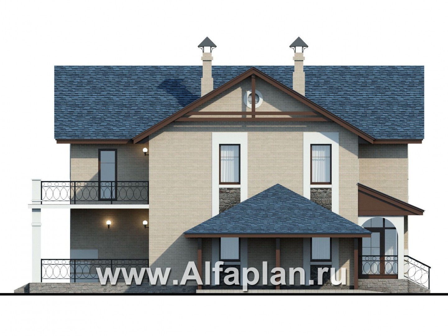 Проекты домов Альфаплан - «Монрепо» - компактный дом с гаражом-навесом - изображение фасада №3