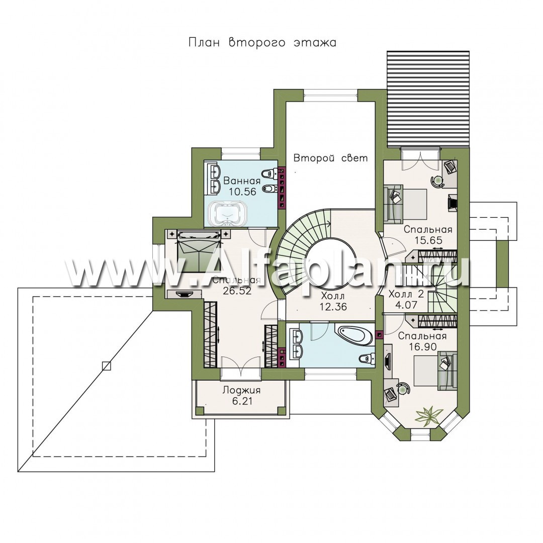 Проекты домов Альфаплан - «Воронцов»- респектабельный коттедж из газобетона с гаражом - изображение плана проекта №2