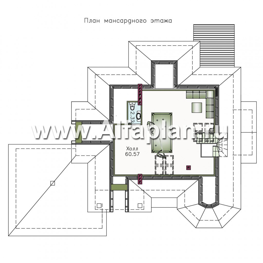 Проекты домов Альфаплан - «Воронцов»- респектабельный коттедж из газобетона с гаражом - план проекта №3