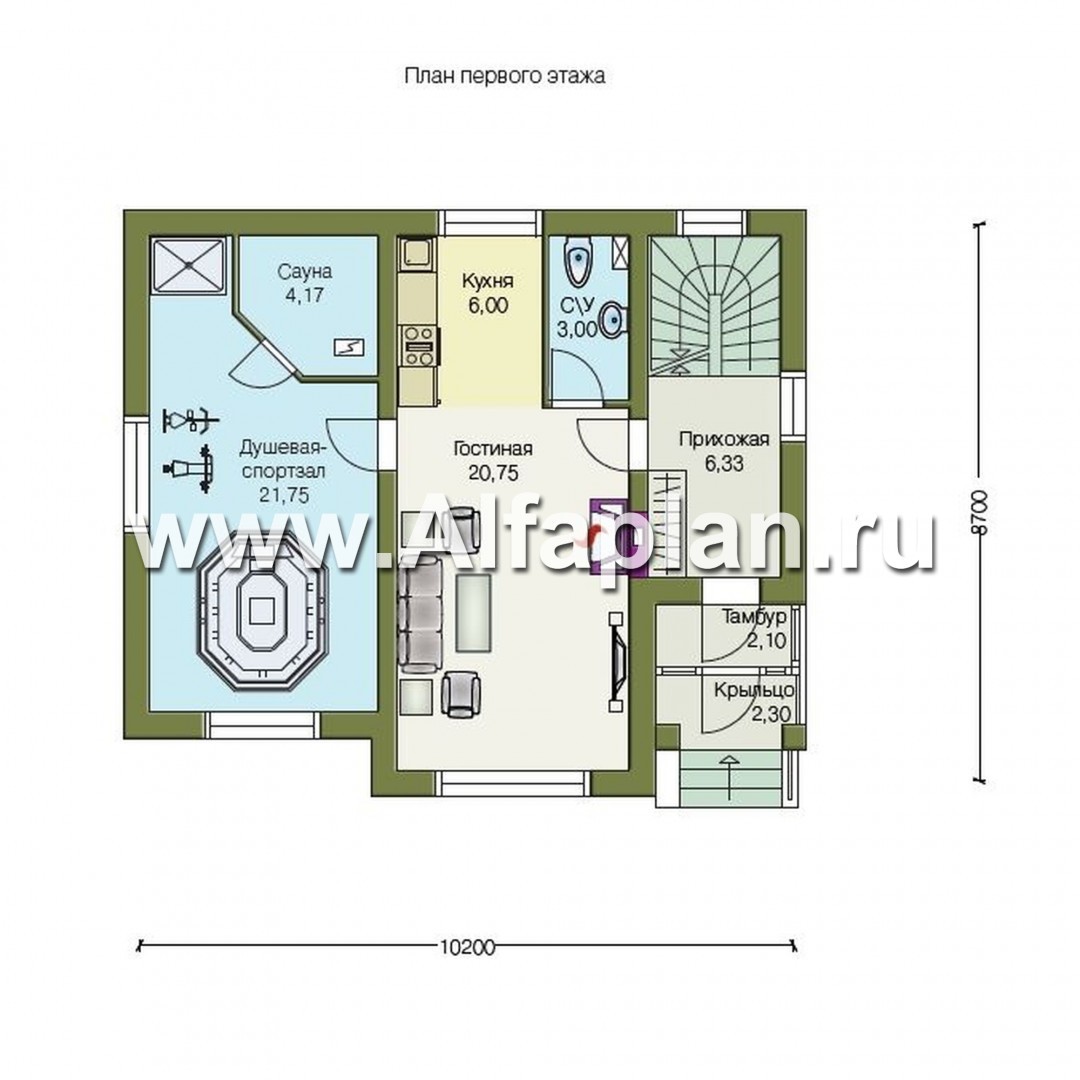 Проекты домов Альфаплан - Сауна с гостевой квартирой - план проекта №1