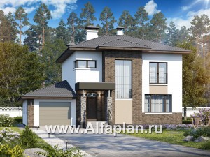 Проекты домов Альфаплан - «Приоритет» - современный экономичный дом с гаражом - превью основного изображения