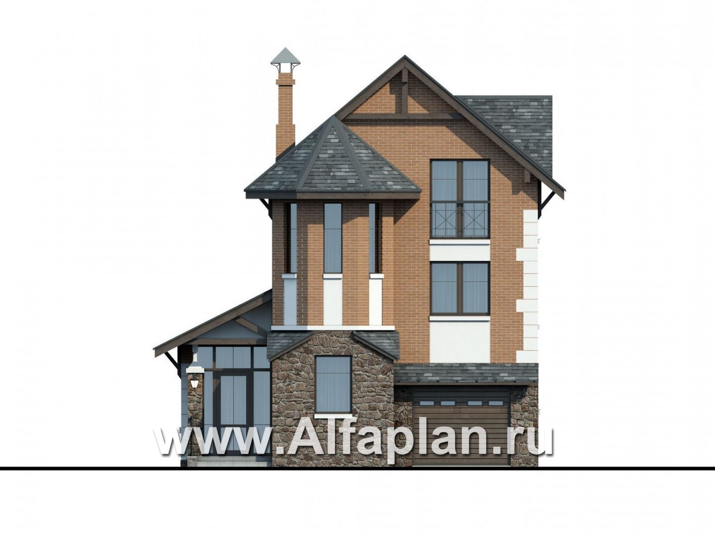Проекты домов Альфаплан - Компактный и вместительный загородный дом - изображение фасада №1