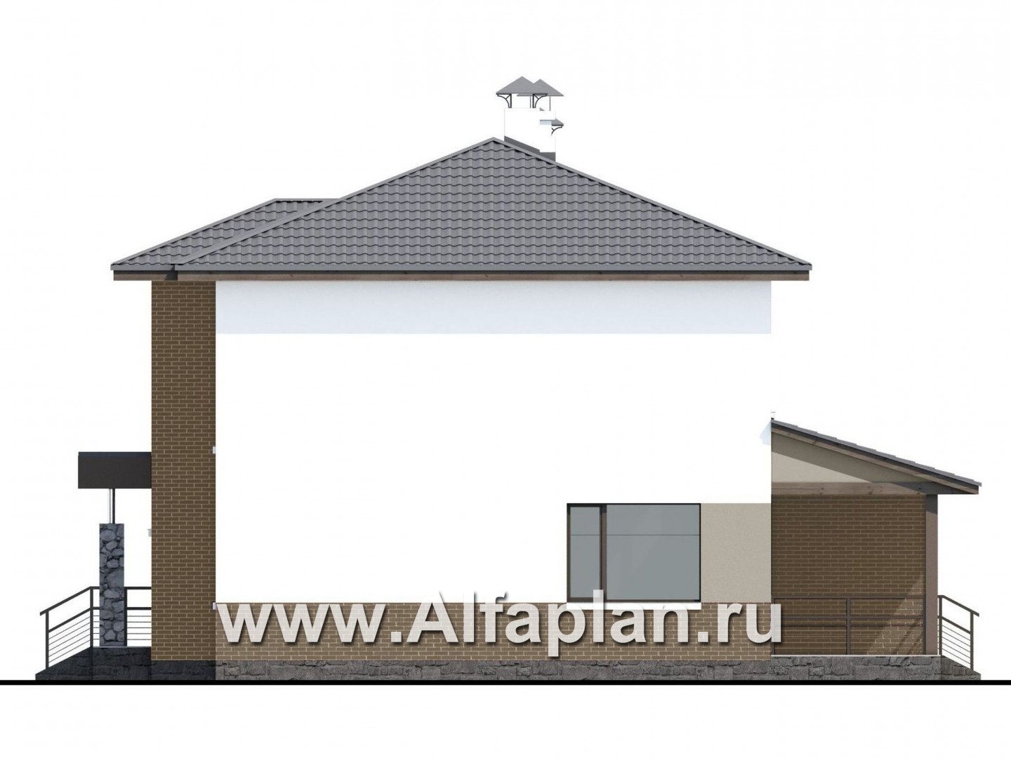 Проекты домов Альфаплан - «Приоритет» - экономичный и комфортный современный дом - изображение фасада №2