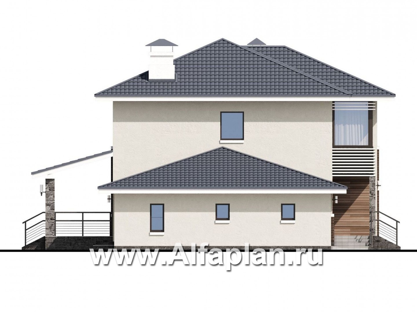 Проекты домов Альфаплан - «Вламинк» - очень удобный современный дом с гаражом - изображение фасада №3