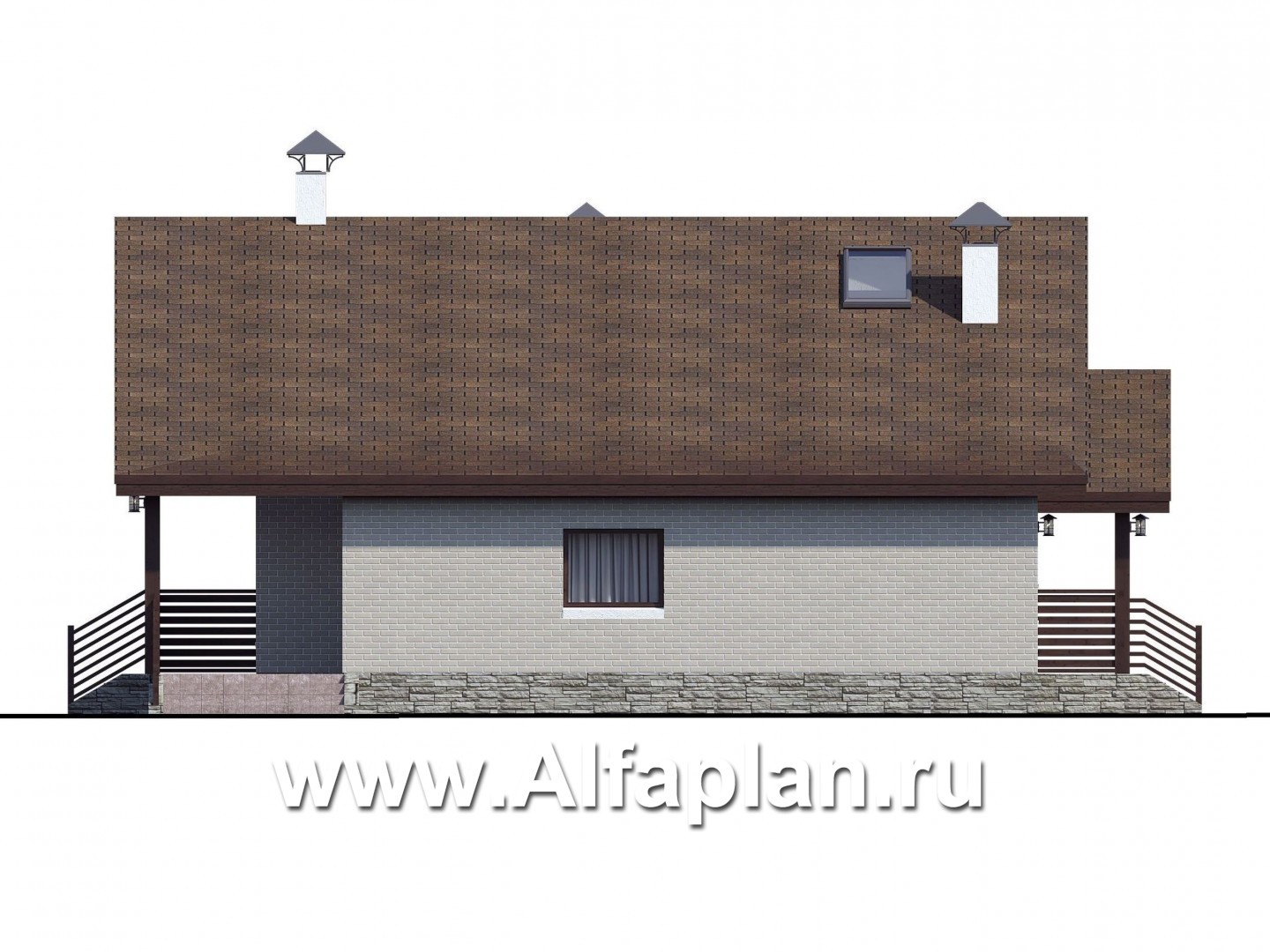 «Моризо» - проект дома с мансардой, планировка с двусветной гостиной и сауной, шале с двускатной крышей - фасад дома