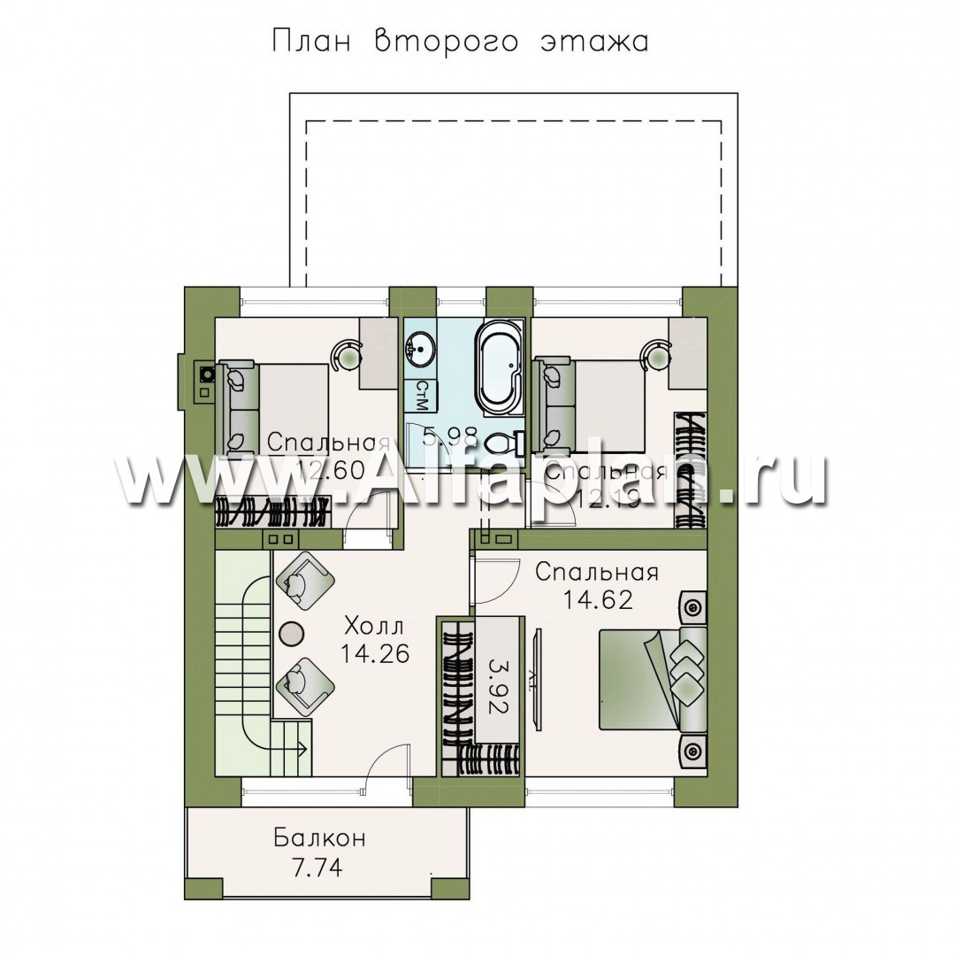 Проекты домов Альфаплан - «Орбита» - современный и удобный, компактный дом - изображение плана проекта №2