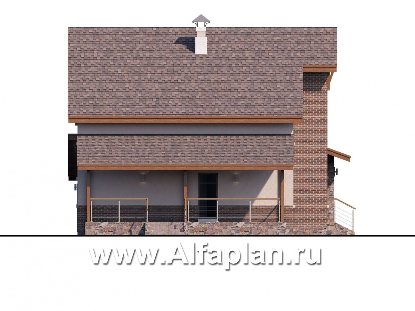 Проекты домов Альфаплан - «Регата» - комфортный дом с террасой и гаражом - изображение фасада №3