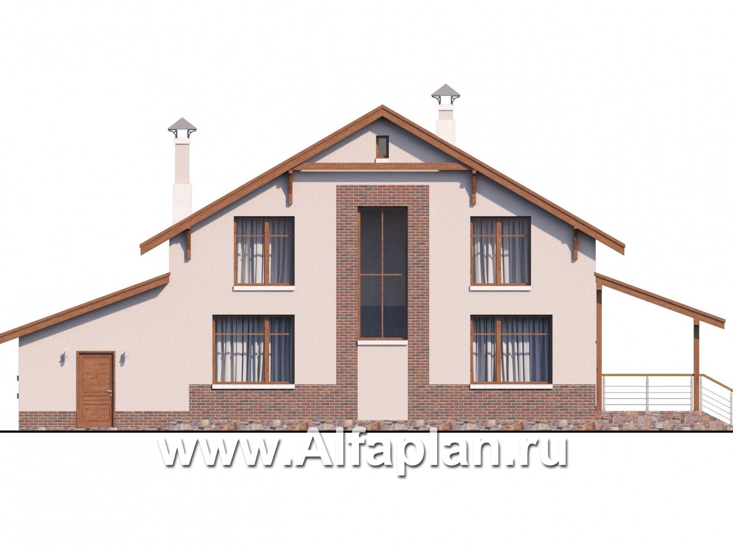 Проекты домов Альфаплан - «Регата» - комфортный дом с террасой и гаражом - изображение фасада №4