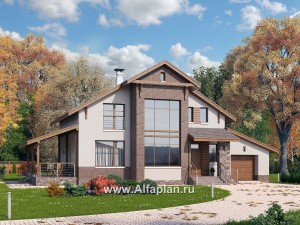 Проекты домов Альфаплан - «Регата» - комфортный дом с террасой и гаражом - превью основного изображения