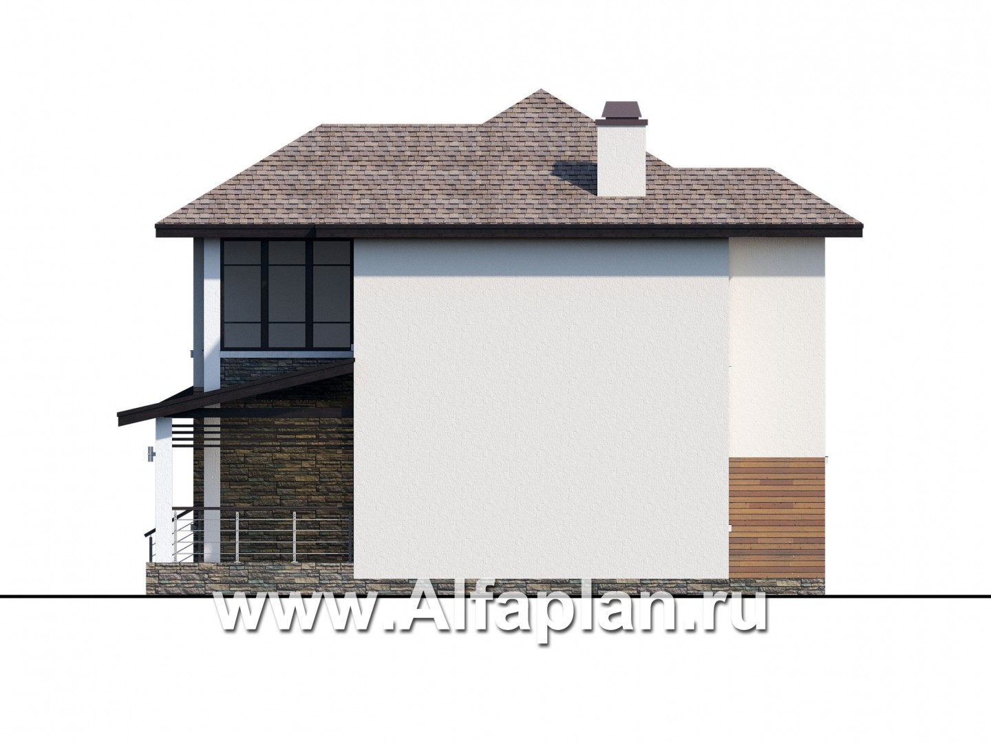 Проекты домов Альфаплан - "Одер" - стильный двухэтажный коттедж из газобетона - изображение фасада №2