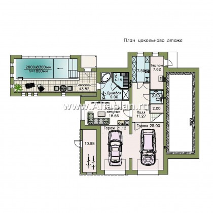 «Три  семерки» - проект трехэтажного дома  + проект бассейна - превью план дома