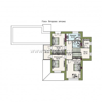 «Светлые времена» - проект трехэтажного дома из кирпича, с сауной и гаражом на 2 авто в цоколе, пристроен бассейн - превью план дома