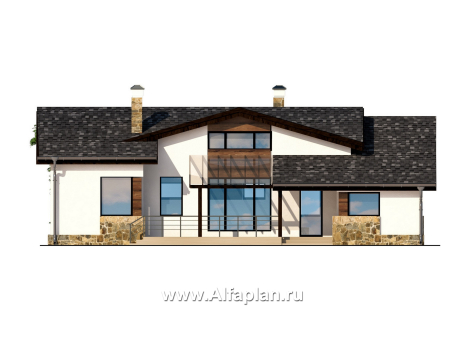 Проекты домов Альфаплан - Современный одноэтажный дом - превью фасада №1