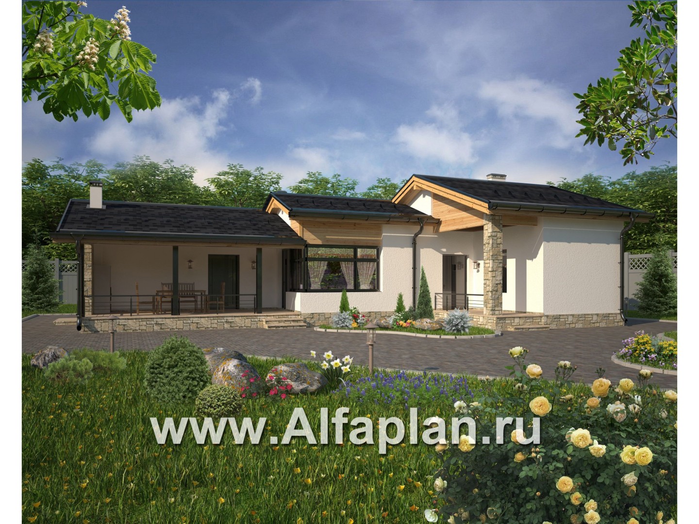 Проекты домов Альфаплан - Небольшой уютный дом для отдыха - основное изображение