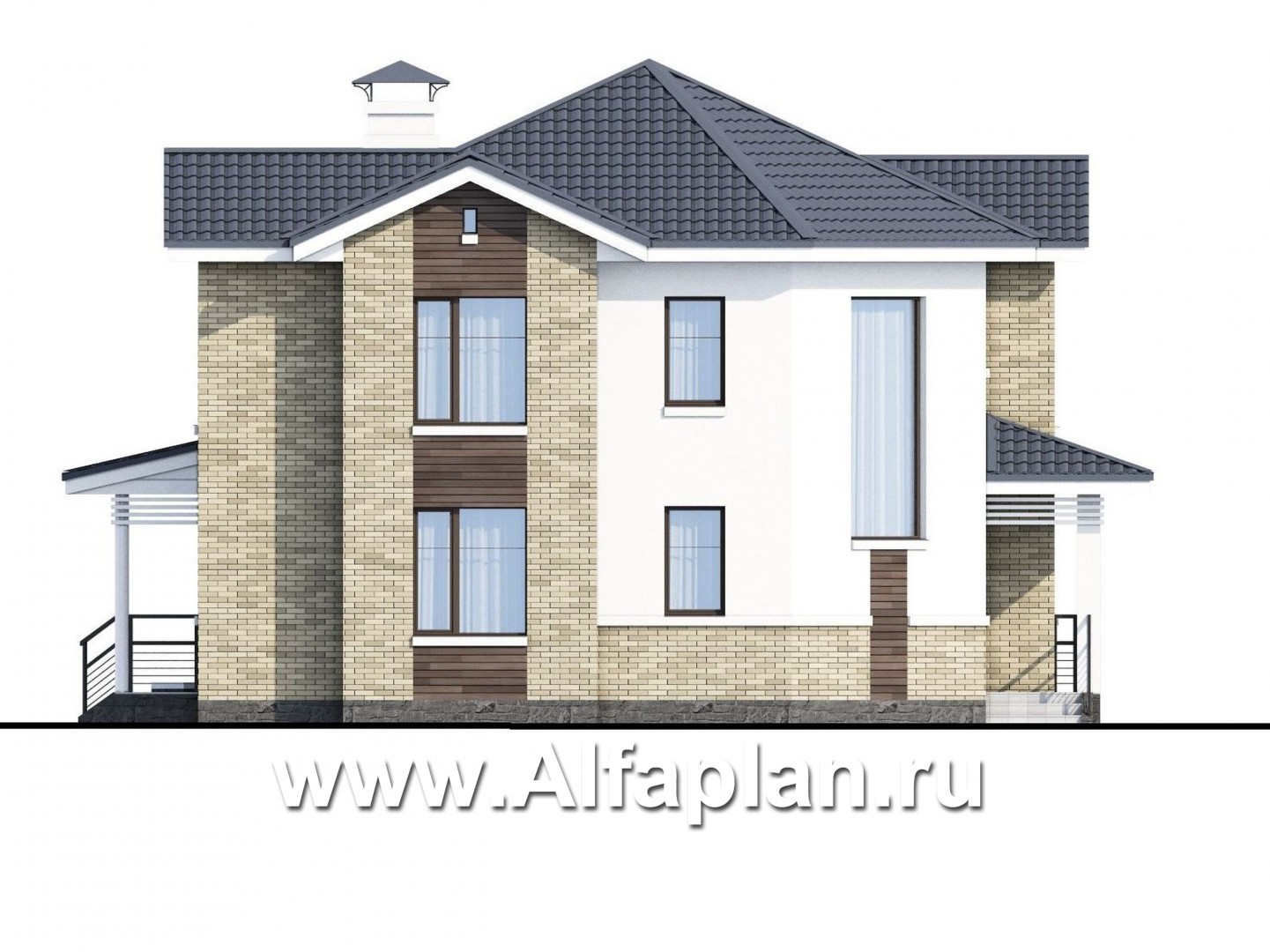 Проекты домов Альфаплан - NotaBene - компактный проект с оригинальным планом - изображение фасада №3