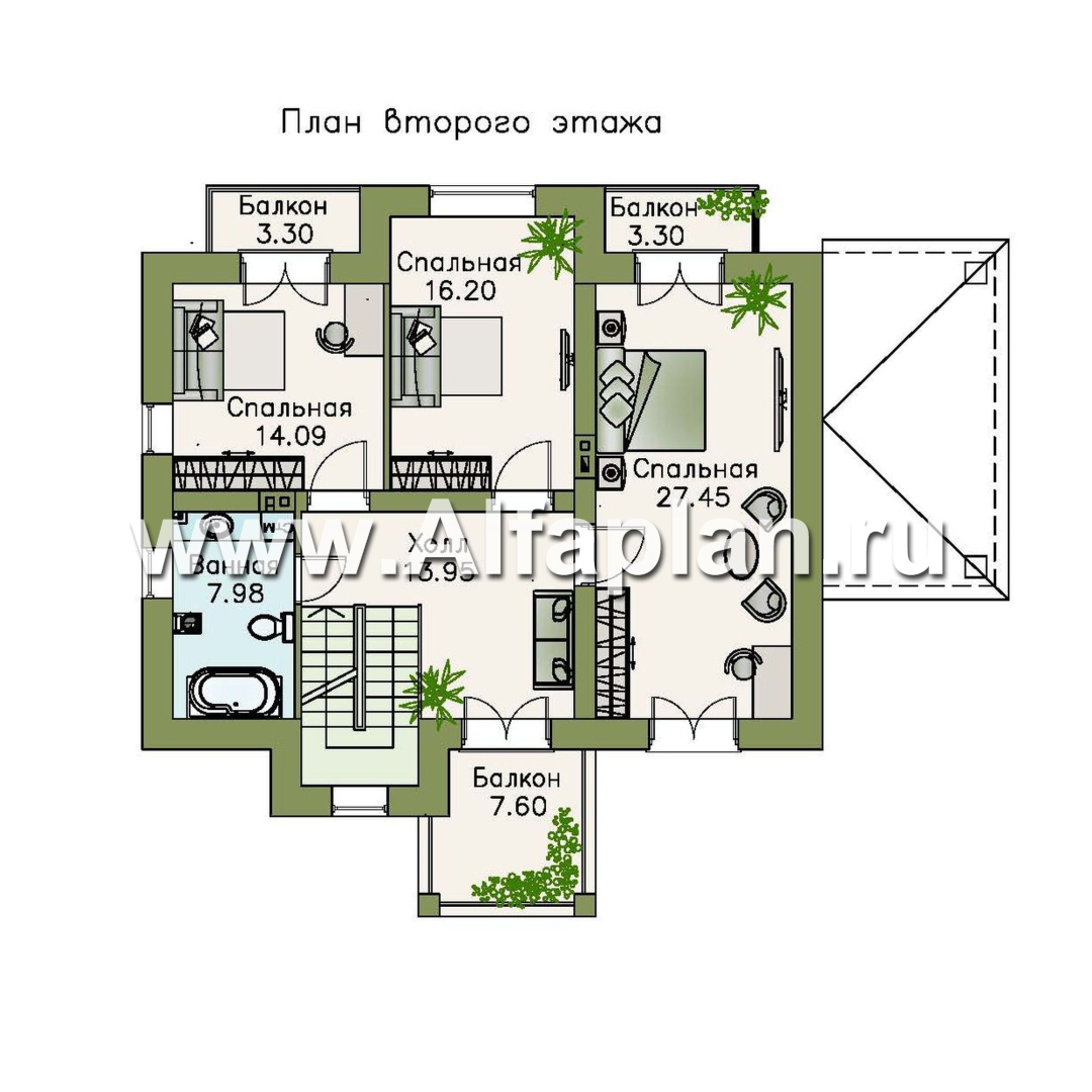 Проекты домов Альфаплан - «Разумовский» - красивый коттедж с элементами стиля модерн - изображение плана проекта №2