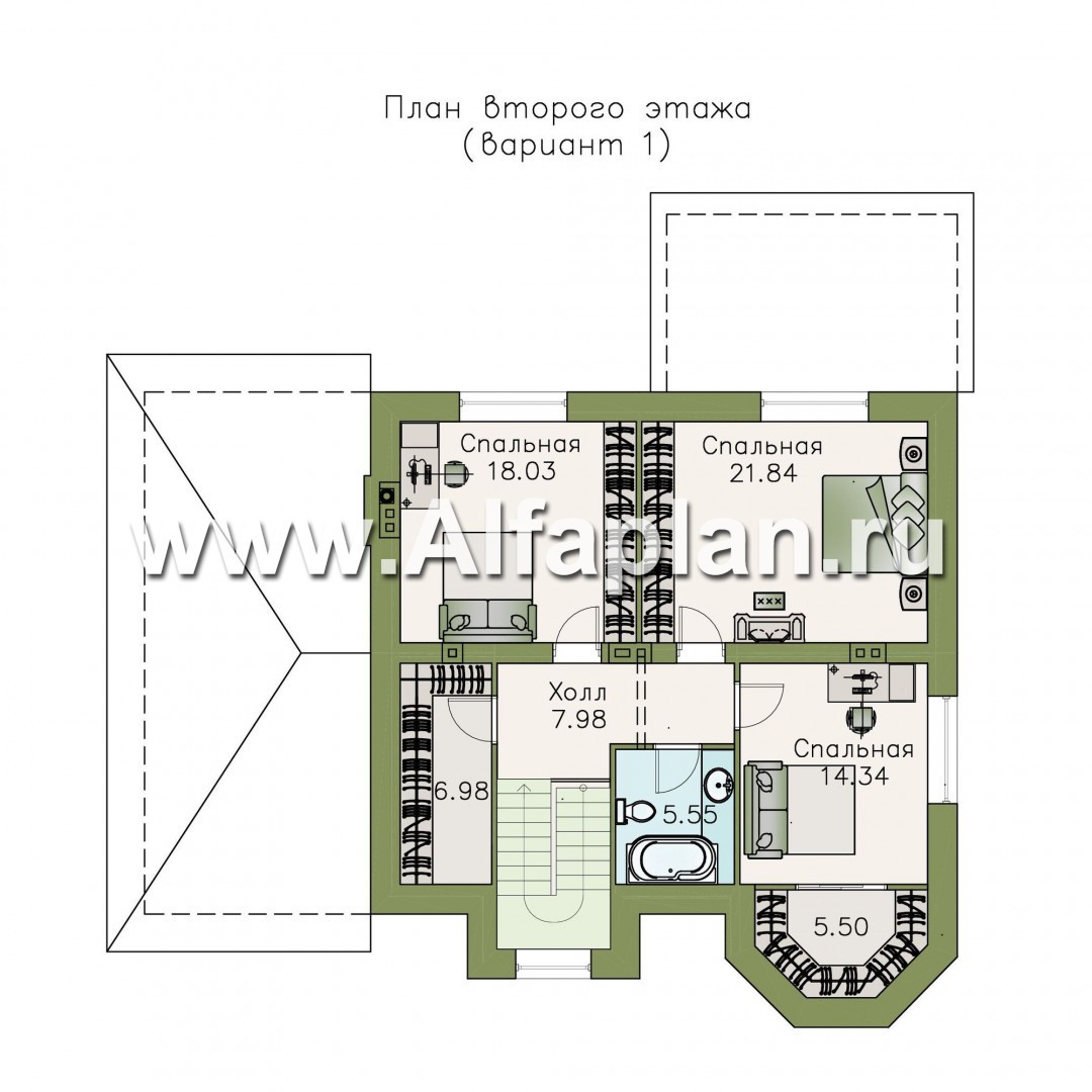 Проекты домов Альфаплан - «Принцесса осени» - красивый и удобный частный дом - изображение плана проекта №2
