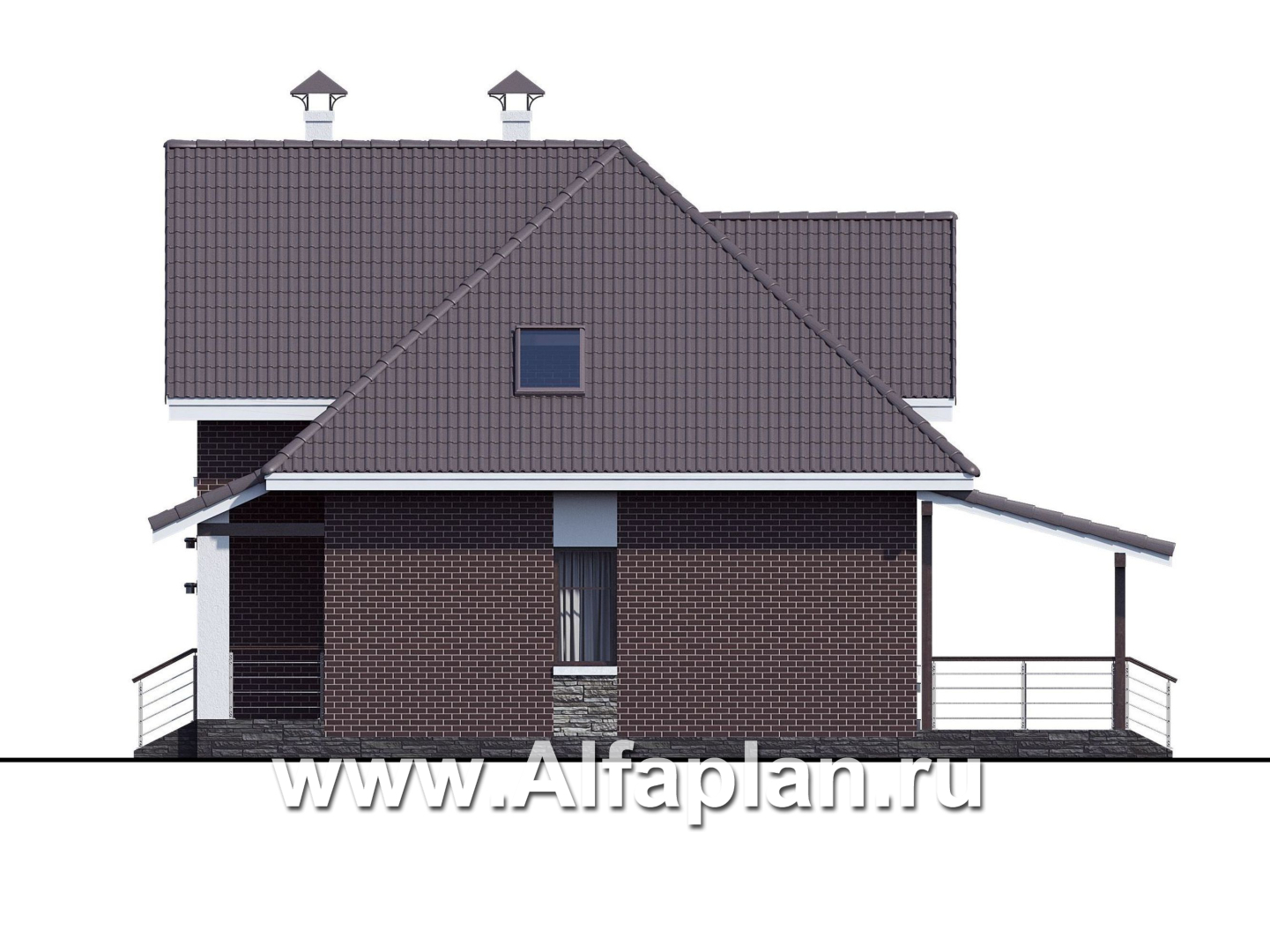 «Кассиопея» - проект дома с мансардой, с террасой, в современном стиле, 4 или 5 спален, сауна - фасад дома