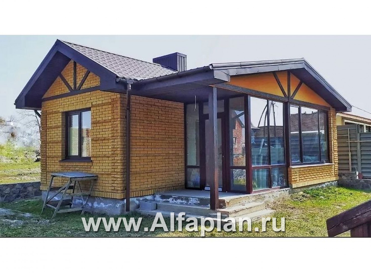 Проекты домов Альфаплан - Баня с уютной верандой - дополнительное изображение №1