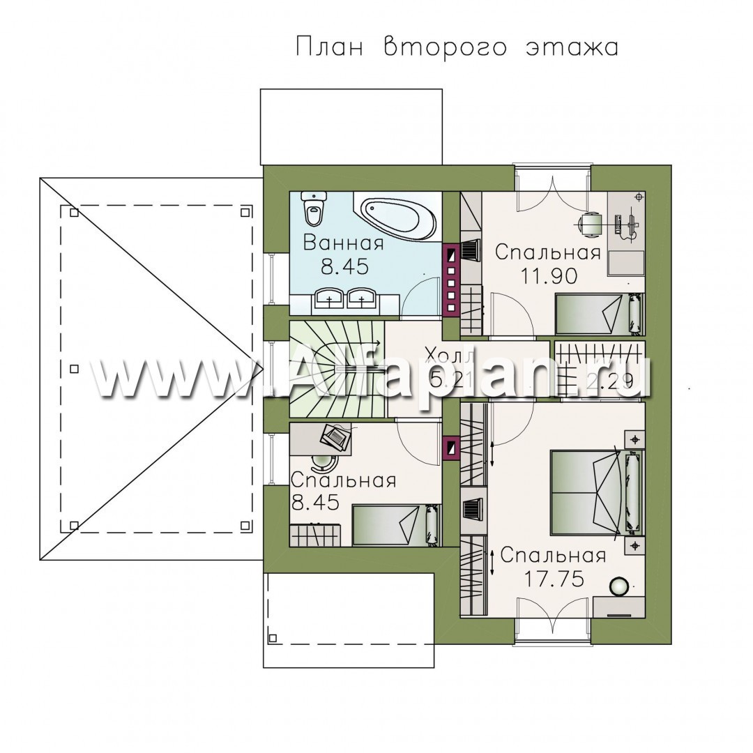 Проекты домов Альфаплан - Кирпичный дом «Оптима» для загородного отдыха - план проекта №2