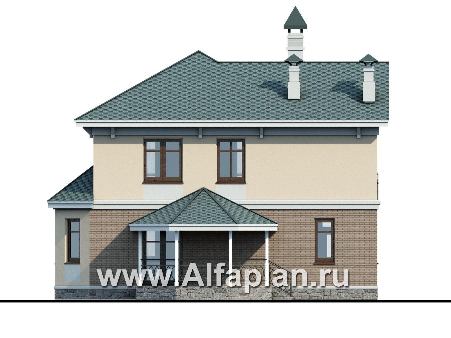 Проекты домов Альфаплан - «Классика»- двухэтажный особняк с эркером - изображение фасада №4