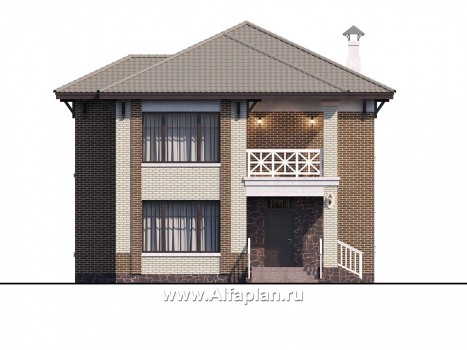 Проекты домов Альфаплан - «Вишера» - стильный дом с оптимальной планировкой - превью фасада №1