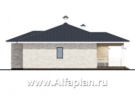 Проекты домов Альфаплан - «Эрато» - современный одноэтажный коттедж с террасой - превью фасада №3