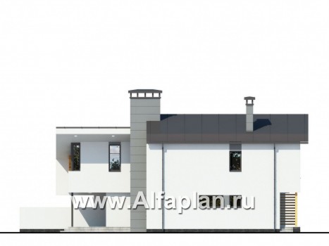 Проекты домов Альфаплан - Современный коттедж с оригинальной планировкой и архитектурой - превью фасада №3