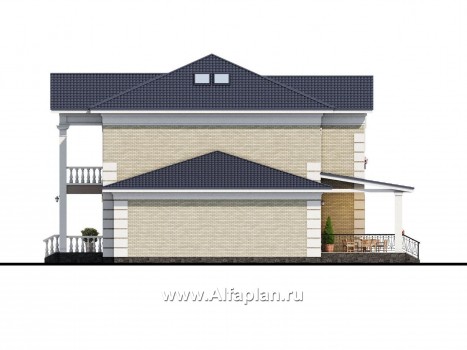 «Цезарь» -двухэтажная вилла в классическом стиле, с бассейном и сауной, планировка со вторым светом - превью фасада дома