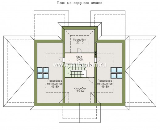 «Цезарь» -двухэтажная вилла в классическом стиле, с бассейном и сауной, планировка со вторым светом - превью план дома