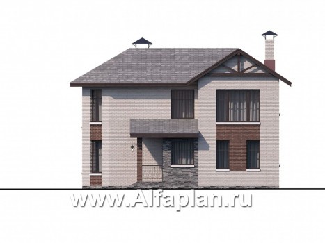 «Истра»- проект двухэтажного дома с эркером и с террасой в форме беседки - превью фасада дома
