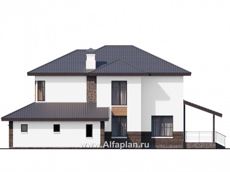 Проекты домов Альфаплан - «Ирида» - стильный современный дом с гаражом на два автомобиля - превью фасада №2