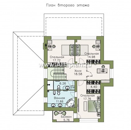 Проекты домов Альфаплан - «Вишера» - стильный дом с гаражом - превью плана проекта №2