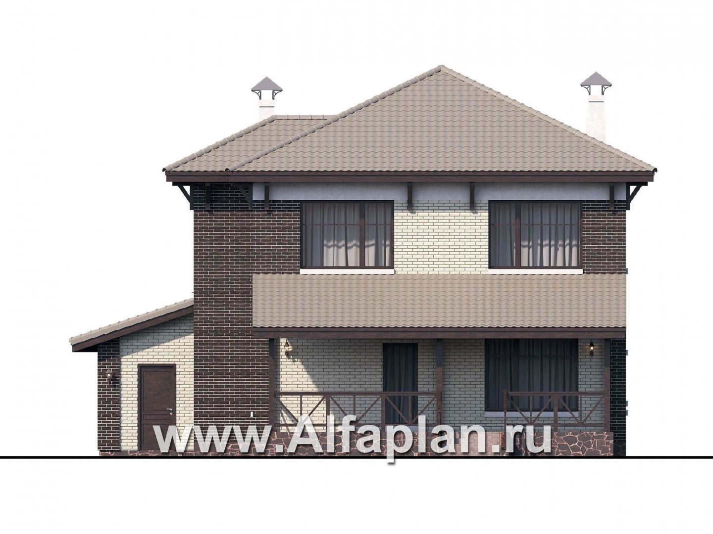 Проекты домов Альфаплан - «Вишера» - стильный дом с гаражом на два автомобиля - изображение фасада №4