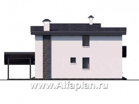 Проекты домов Альфаплан - "Модена" -стильный дом, односкатная крыша - превью фасада №2